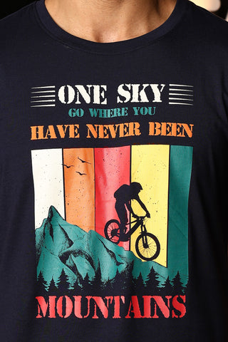 MEN ROUND NECK NIGHT SKY PRINTED T SHIRT