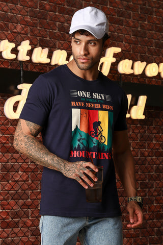 MEN ROUND NECK NIGHT SKY PRINTED T SHIRT