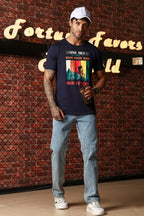 MEN ROUND NECK NIGHT SKY PRINTED T SHIRT