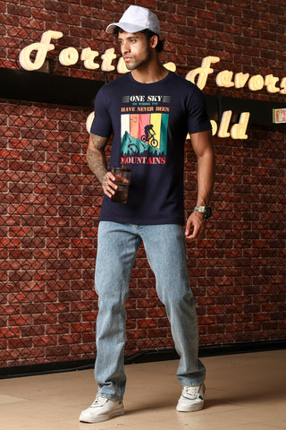 MEN ROUND NECK NIGHT SKY PRINTED T SHIRT