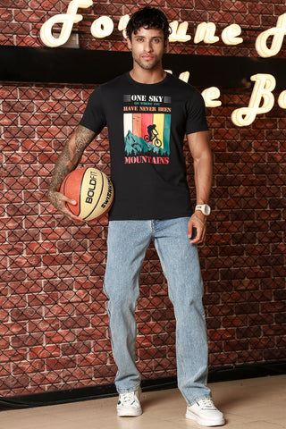 MEN ROUND NECK BLACK BEAUTY PRINTED T SHIRT