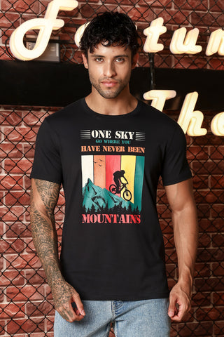 MEN ROUND NECK BLACK BEAUTY PRINTED T SHIRT