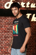 MEN ROUND NECK BLACK BEAUTY PRINTED T SHIRT