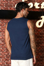 MEN PAGEANT BLUE PRINTEDD SLEEVELESS T SHIRT