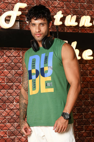 MEN WINTER MOSS PRINTED SLEEVELESS T SHIRT