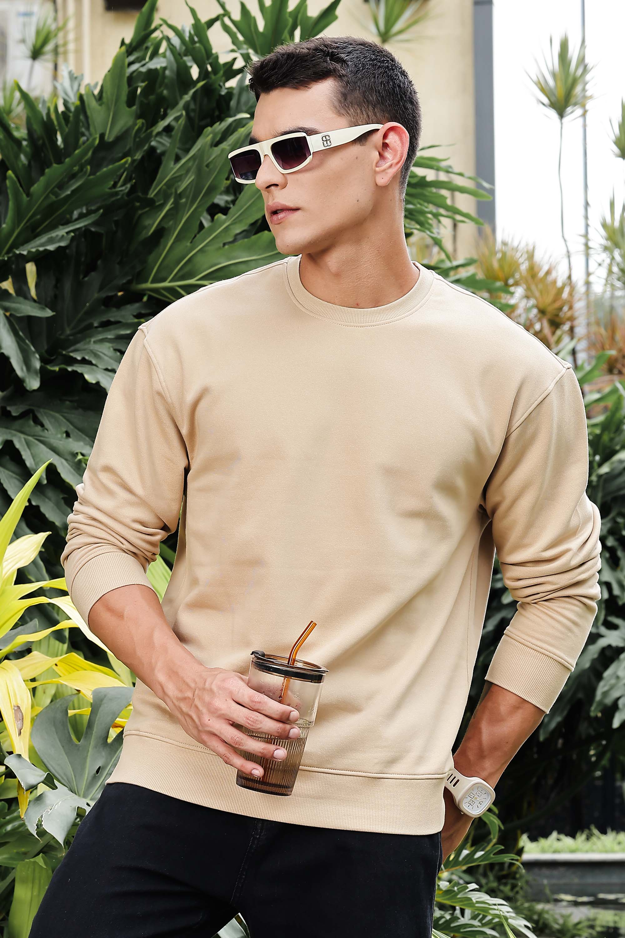 MEN BEIGE SWEATSHIRT