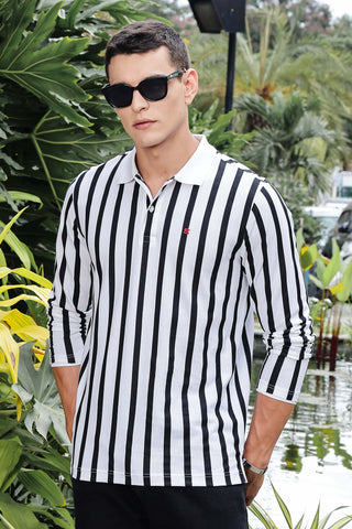 MEN WHITE FULL SLV POLO