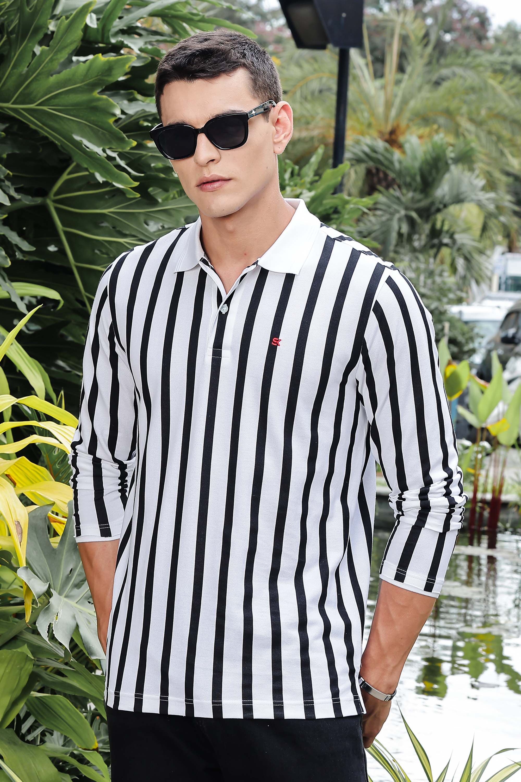 MEN WHITE FULL SLV POLO