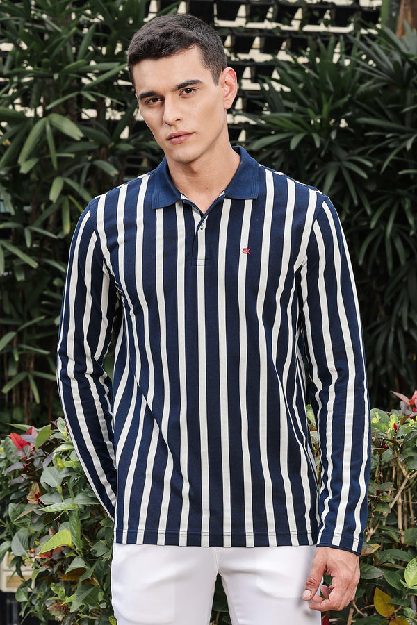 MEN NAVY BLUE FULL SLV POLO