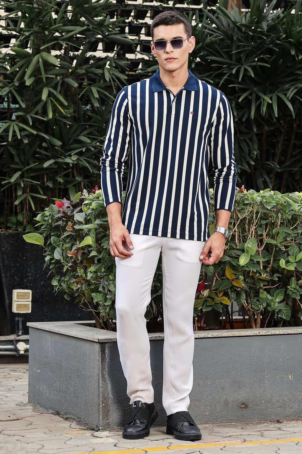MEN NAVY BLUE FULL SLV POLO