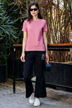 Women’s Casual T-Shirt – Solid Color, Round Neck, Short Sleeves, Pull-On Style, 100% Cotton, Machine Washable