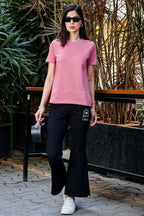 Women’s Casual T-Shirt – Solid Color, Round Neck, Short Sleeves, Pull-On Style, 100% Cotton, Machine Washable