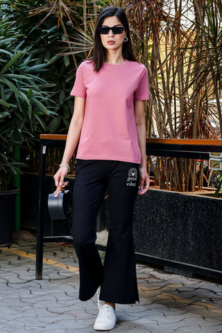 Women’s Casual T-Shirt – Solid Color, Round Neck, Short Sleeves, Pull-On Style, 100% Cotton, Machine Washable