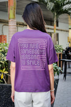 WOMEN ROUND NECK PURPLE T SHIRT