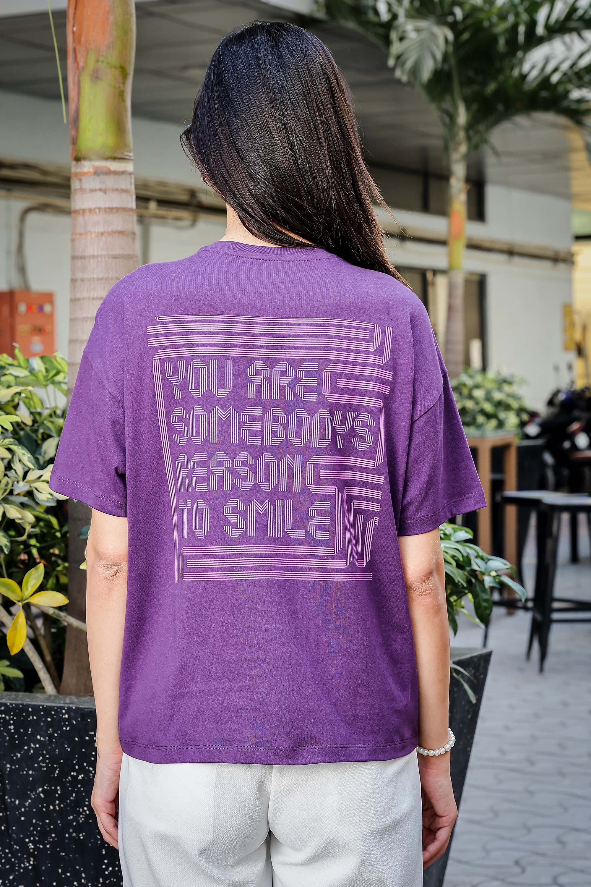 WOMEN ROUND NECK PURPLE T SHIRT