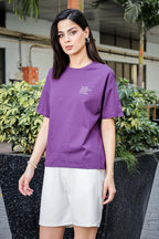 WOMEN ROUND NECK PURPLE T SHIRT