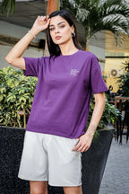 WOMEN ROUND NECK PURPLE T SHIRT