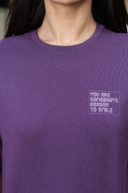 WOMEN ROUND NECK PURPLE T SHIRT