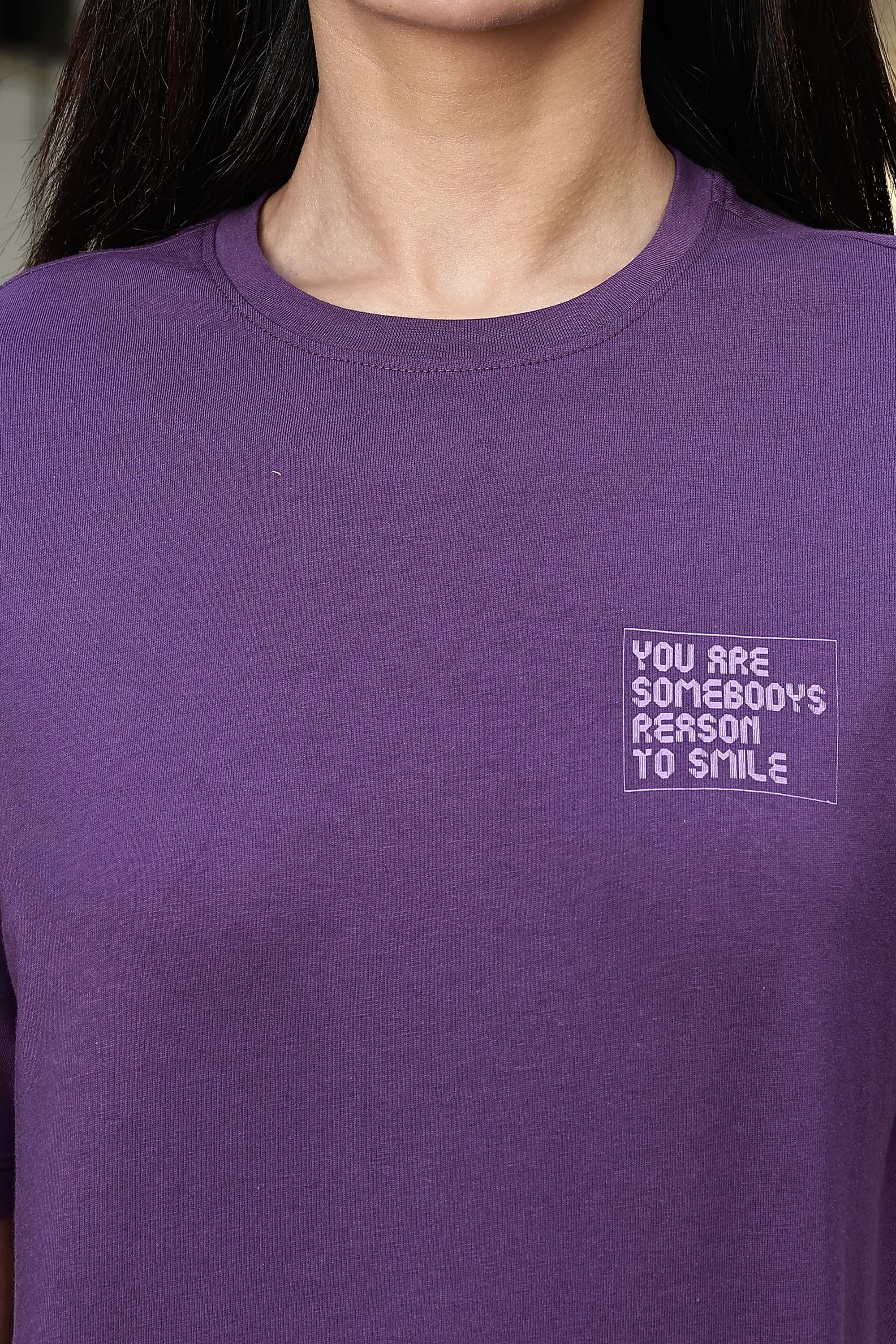 WOMEN ROUND NECK PURPLE T SHIRT