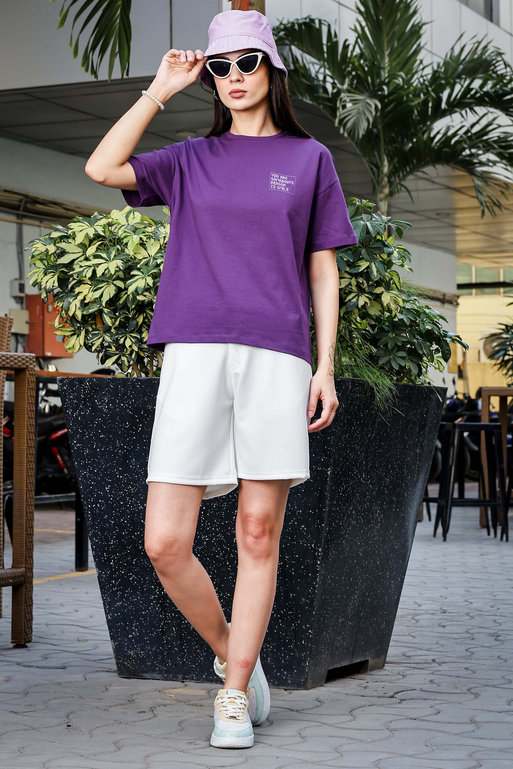 WOMEN ROUND NECK PURPLE T SHIRT