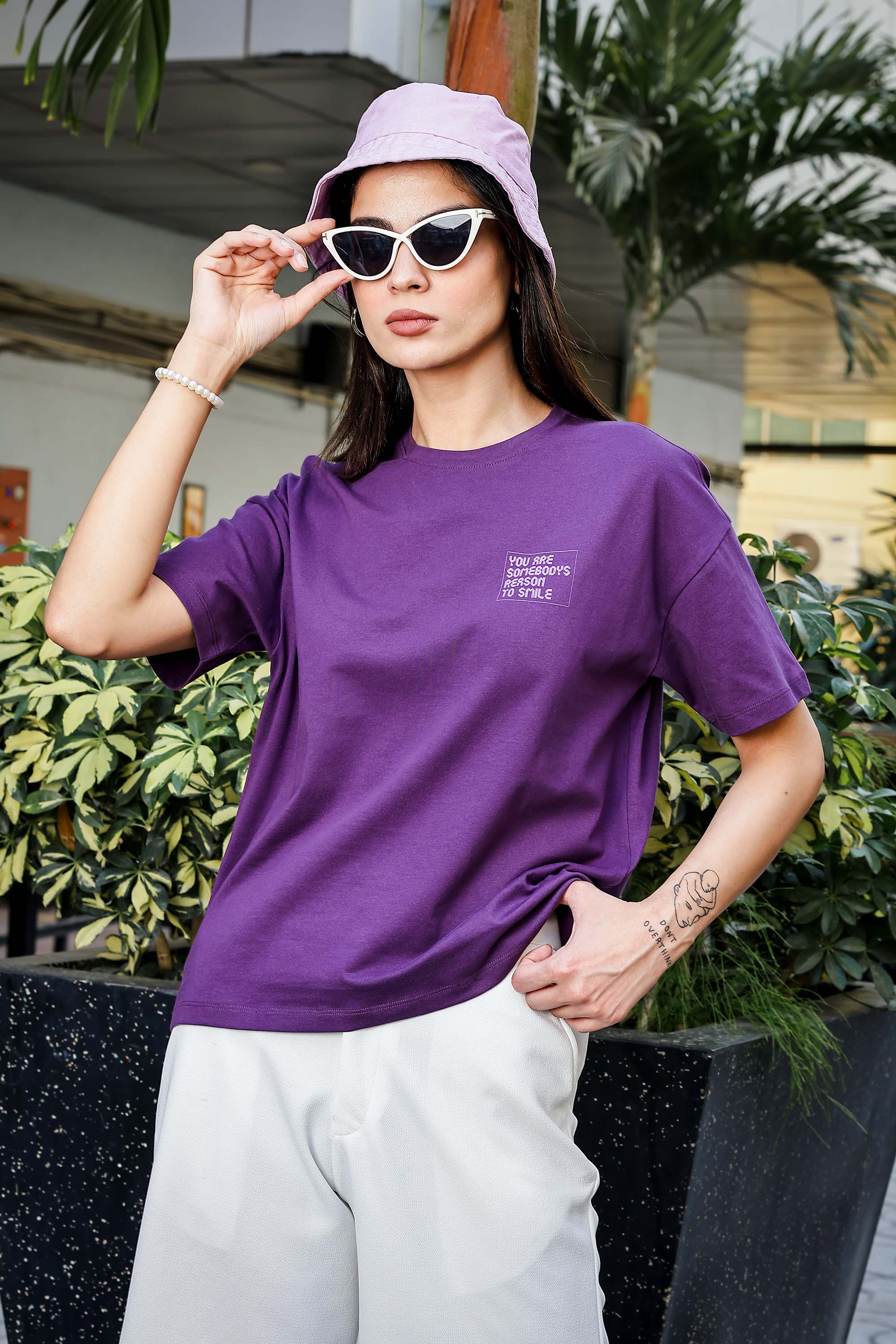 WOMEN ROUND NECK PURPLE T SHIRT
