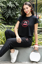 WOMEN ROUND NECK BLACK HALF SLV  CO-ORD SET