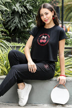 WOMEN ROUND NECK BLACK HALF SLV  CO-ORD SET