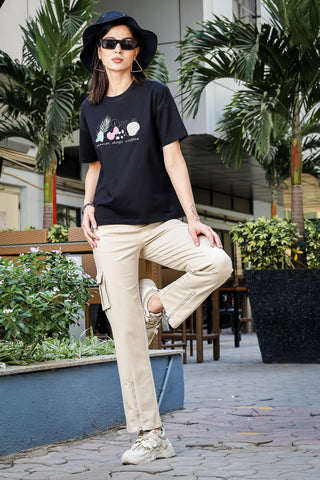 Women’s Graphic Print Cotton T-Shirt | 100% Cotton | Round Neck | Short Sleeves | Pull-On Casual Tee | Soft & Breathable Fabric | Machine Washable