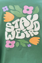 WOMEN ELM GREEN DROP SHOULDER SLEEVES T SHIRT