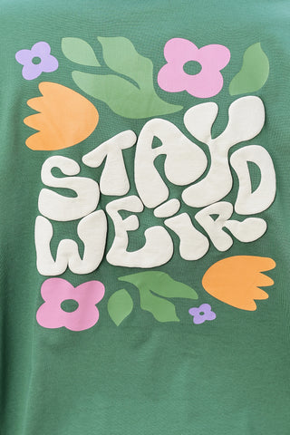 WOMEN ELM GREEN DROP SHOULDER SLEEVES T SHIRT