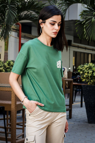 Women's 100% Cotton Typography Printed T-Shirt | Round Neck Short Sleeves Casual Tee