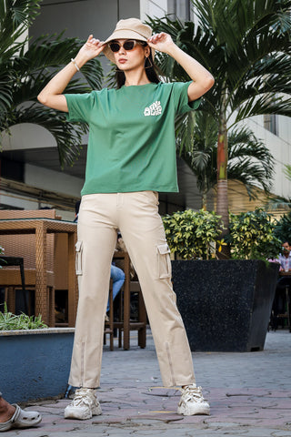 Women's 100% Cotton Typography Printed T-Shirt | Round Neck Short Sleeves Casual Tee