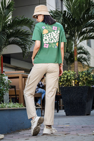 Women's 100% Cotton Typography Printed T-Shirt | Round Neck Short Sleeves Casual Tee