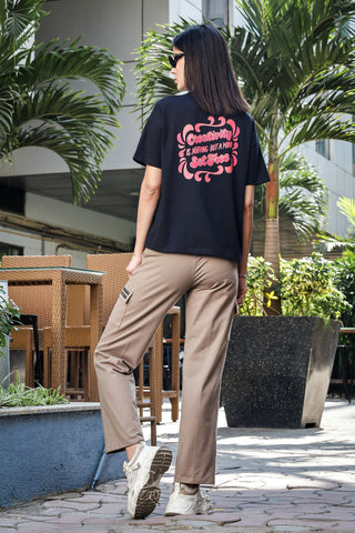 Women’s 100% Cotton Typography Printed T-Shirt | Round Neck Short Sleeves Casual Tee | Pullover Style