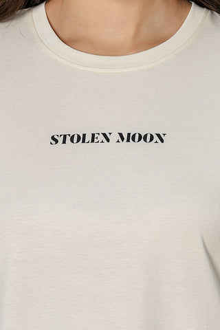 WOMEN ROUND NECK WHITE HALF SLV  CO-ORD SET