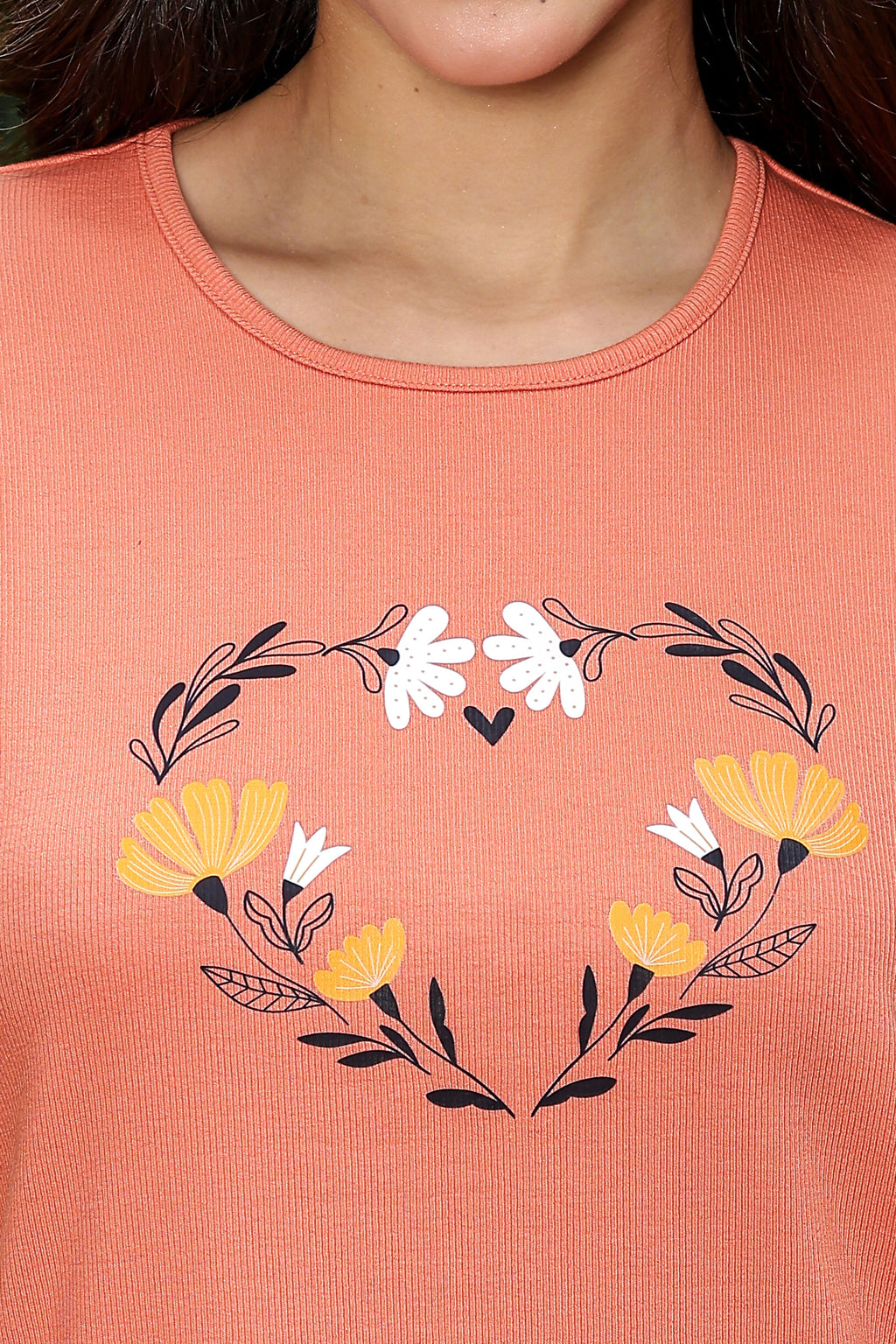 WOMEN ROUND NECK ORANGE HALF SLV  CO-ORD SET