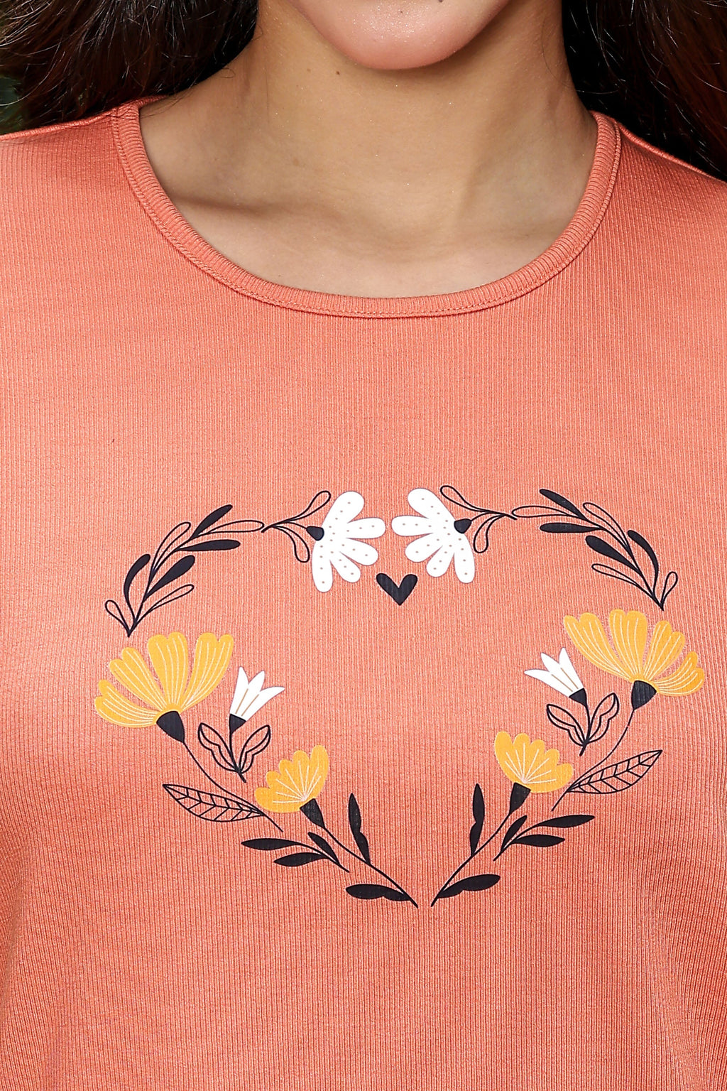 WOMEN ROUND NECK ORANGE HALF SLV  CO-ORD SET