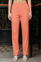 WOMEN ROUND NECK ORANGE HALF SLV  CO-ORD SET