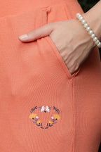 WOMEN ROUND NECK ORANGE HALF SLV  CO-ORD SET