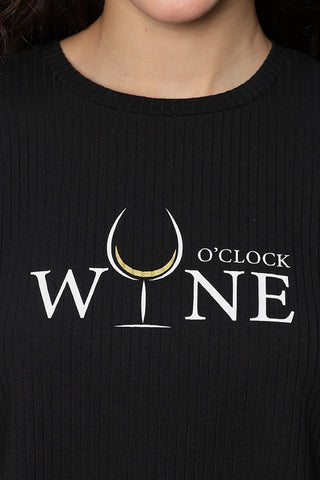 WOMEN ROUND NECK BLACK HALF SLV  CO-ORD SET