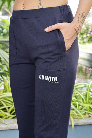 ONE SKY Women’s Cotton Pyjama | 100% Cotton Typography Print | Mid-Rise Slip-On Bottoms | 2 Pockets