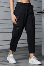 ONE SKY WOMEN BLACK IRIS SOLID WOMENS CARGO