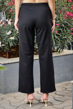 WOMEN BLACK STRAIGHT FIT BOTTOM