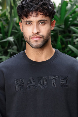 Men’s Embroidered Typography Tracksuit Set | Round Neck Long Sleeve Top & Drawstring Joggers | Cotton Blend | Mid-Rise Flat Front | 5 Pockets | Casual Athleisure Wear