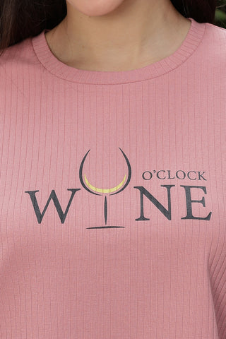 WOMEN ROUND NECK BROWN HALF SLV  CO-ORD SET