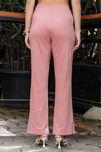 WOMEN ROUND NECK BROWN HALF SLV  CO-ORD SET