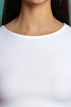 One Sky Women’s Solid Ribbed Cotton Stretch Top – Short Sleeves, Casual Fit
