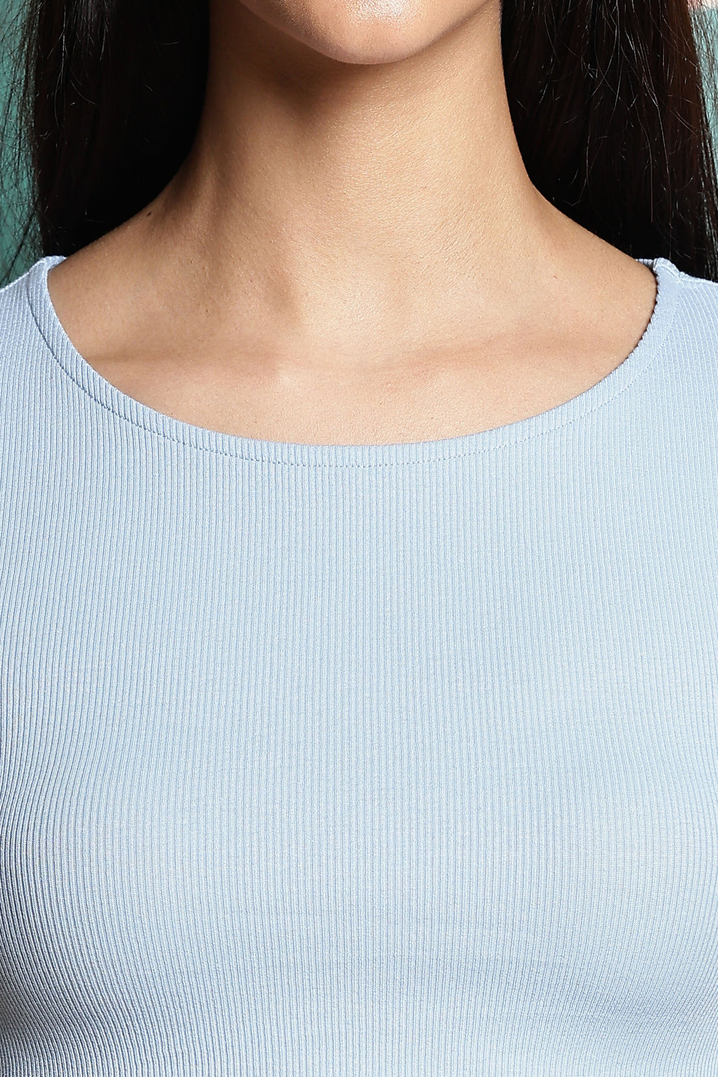 One Sky Women’s Solid Ribbed Cotton Stretch Top – Short Sleeves, Casual Fit