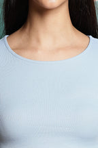 One Sky Women’s Solid Ribbed Cotton Stretch Top – Short Sleeves, Casual Fit