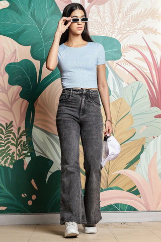 One Sky Women’s Solid Ribbed Cotton Stretch Top – Short Sleeves, Casual Fit